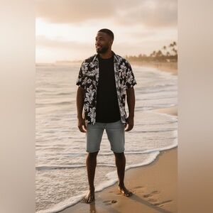 Weatherproof Men's Black & White Floral Short-Sleeve Button-Down Shirt